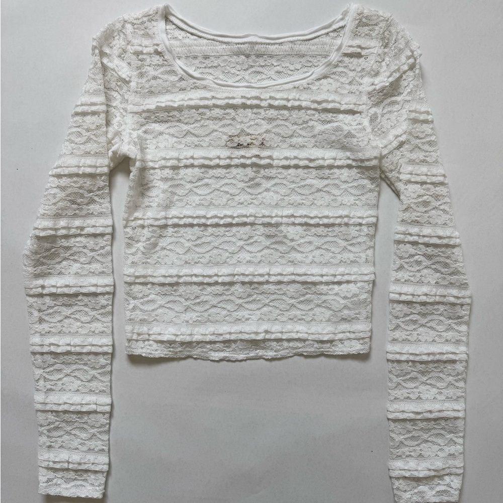 Hollister Sheer Lace White Top